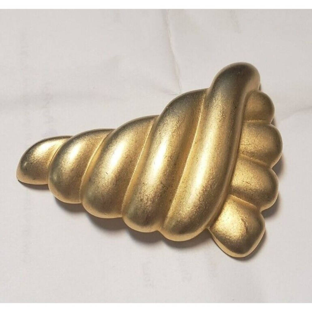 Vintage Signed AFJ 2-3/4" Gold Tone Brooch Costume Jewelry